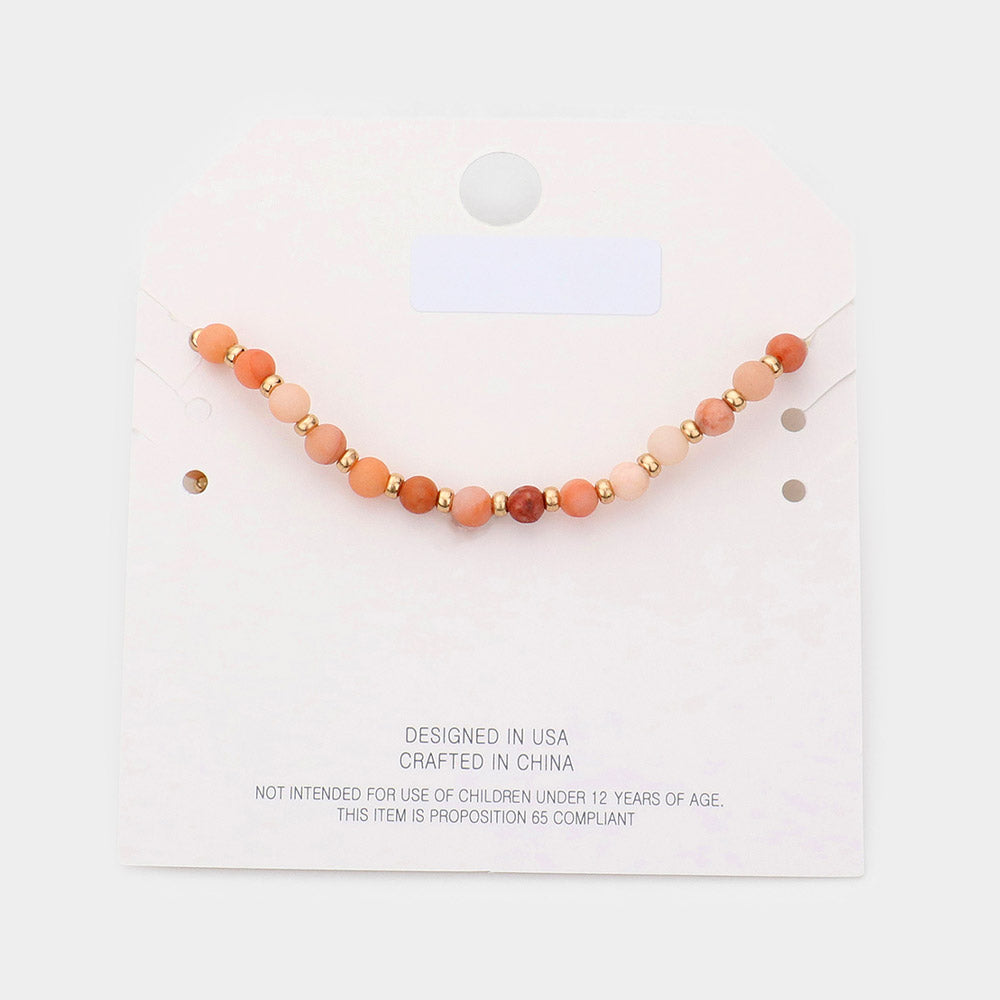 Metal Heart Charm Semi Precious Stretch Anklet from Madeline Love