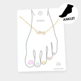 Gold Dipped Rhinestone Embellished LOVE Message Charm Anklet from Madeline Love