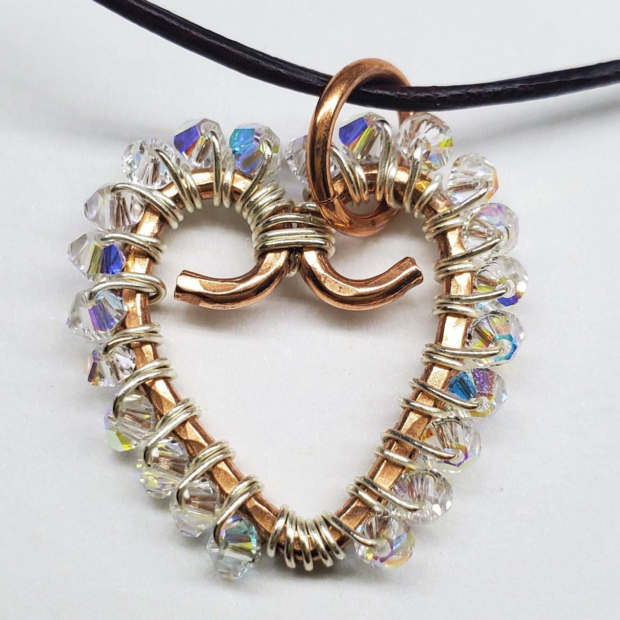 Wire Wrapped Open Heart Crystal Necklace from Alexa Martha Designs