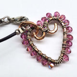 Wire Wrapped Open Heart Crystal Necklace from Alexa Martha Designs