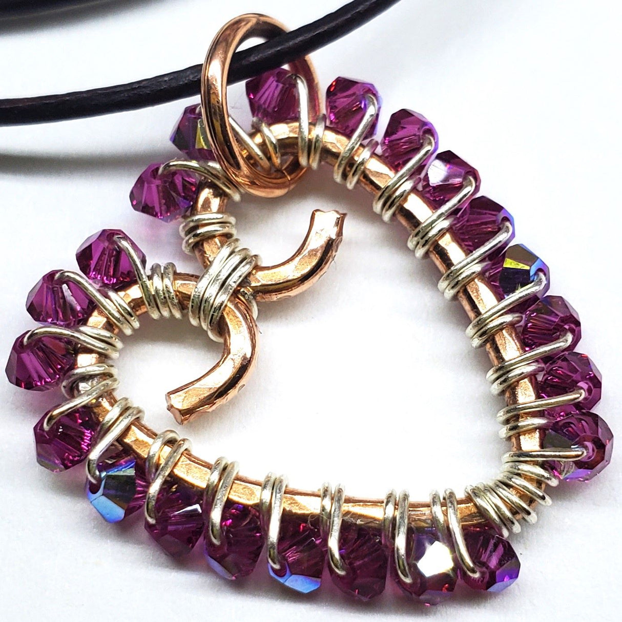 Wire Wrapped Open Heart Crystal Necklace from Alexa Martha Designs