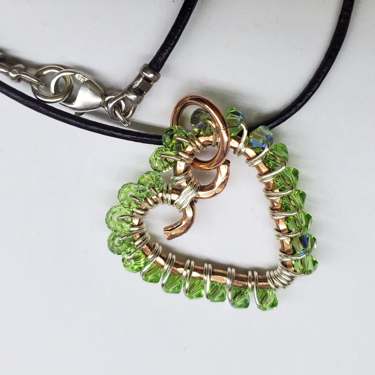 Wire Wrapped Open Heart Crystal Necklace from Alexa Martha Designs