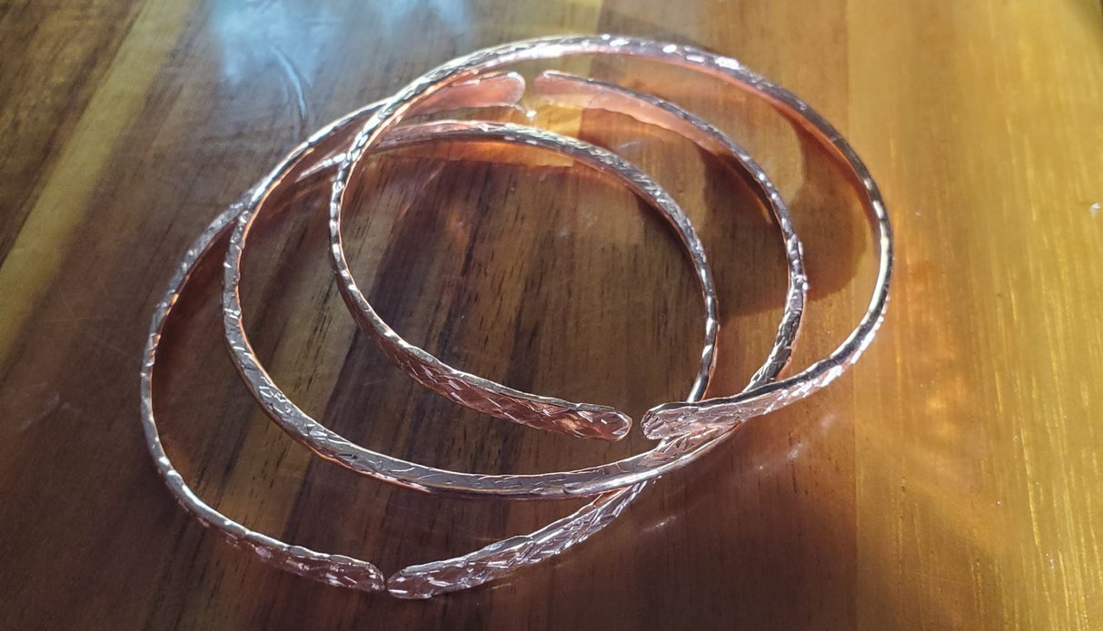 Stackable Hammered Double Canted Angle Bangles from Alexa Martha Designs