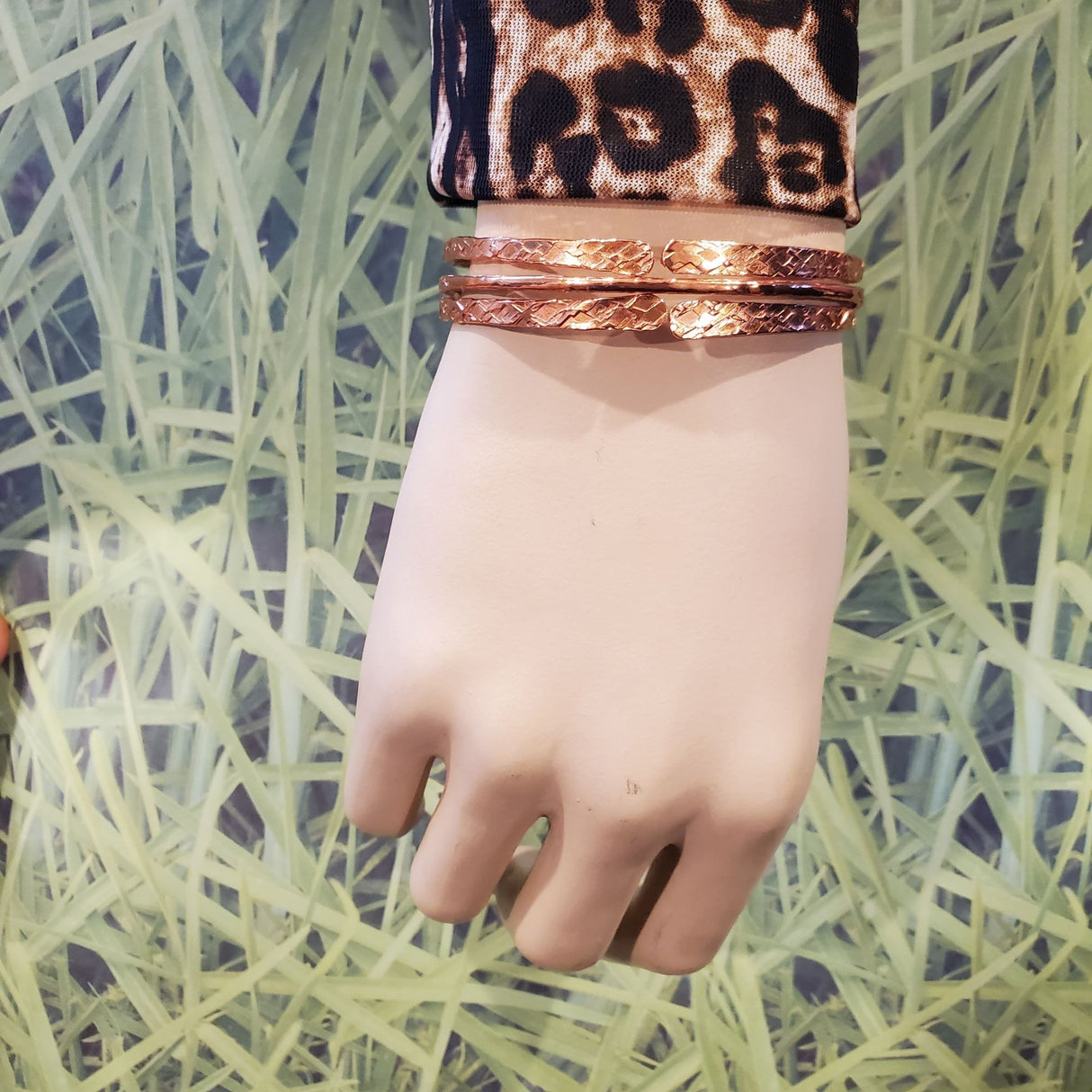 Stackable Hammered Double Canted Angle Bangles from Alexa Martha Designs