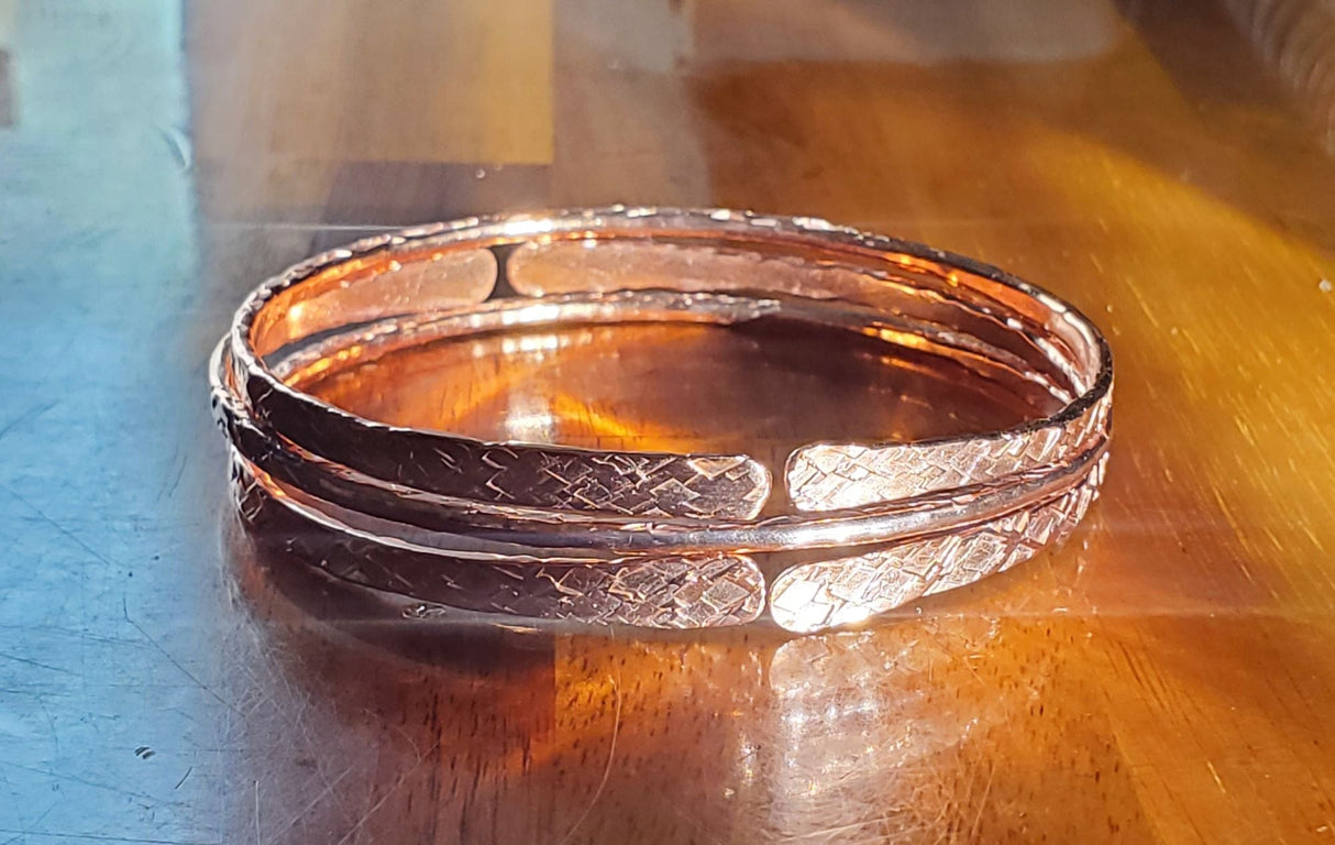 Stackable Hammered Double Canted Angle Bangles from Alexa Martha Designs