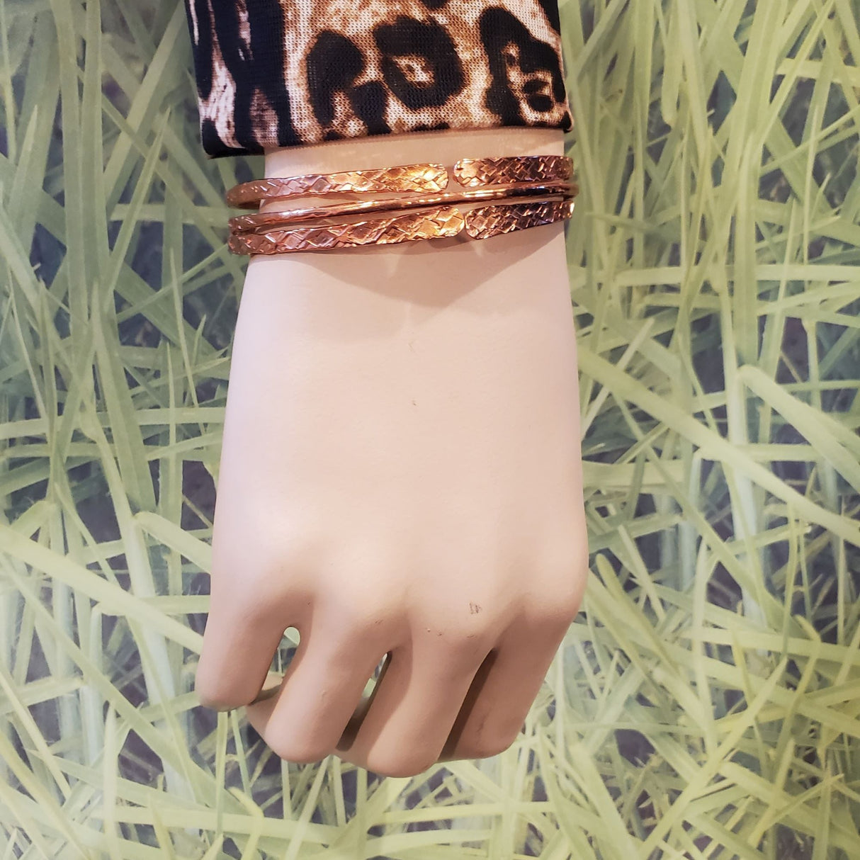 Stackable Hammered Double Canted Angle Bangles from Alexa Martha Designs