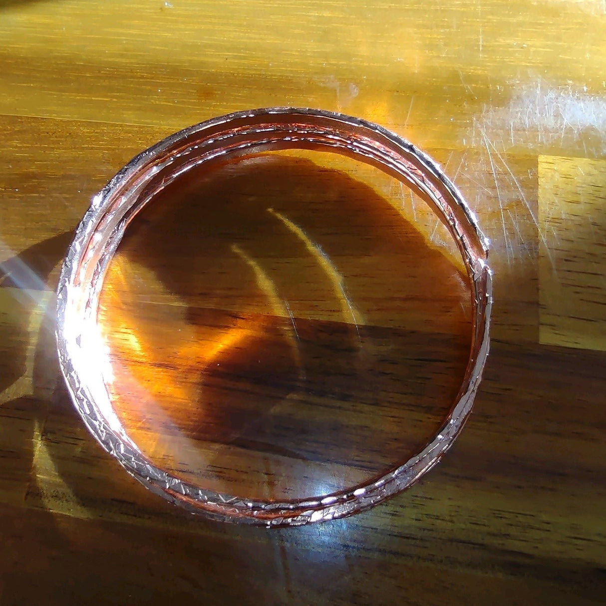 Stackable Hammered Double Canted Angle Bangles from Alexa Martha Designs