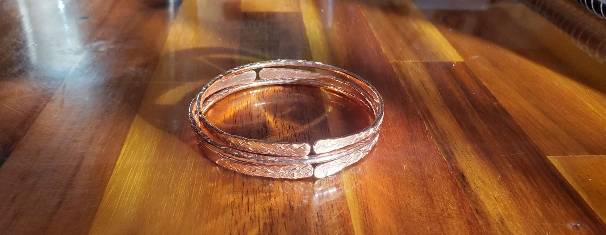 Stackable Hammered Double Canted Angle Bangles from Alexa Martha Designs