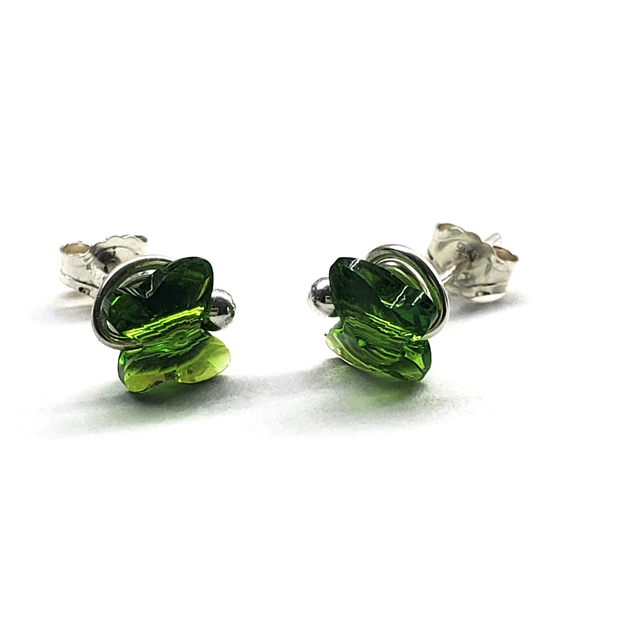 8mm Crystal Butterfly Silver Spiral Stud Earrings from Alexa Martha Designs