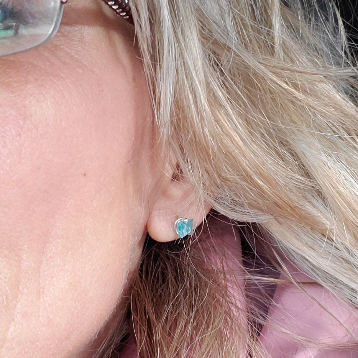 8mm Crystal Butterfly Silver Spiral Stud Earrings from Alexa Martha Designs