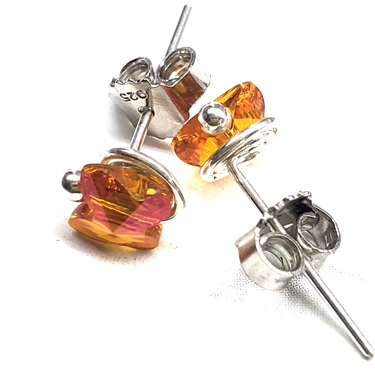 8mm Crystal Butterfly Silver Spiral Stud Earrings from Alexa Martha Designs