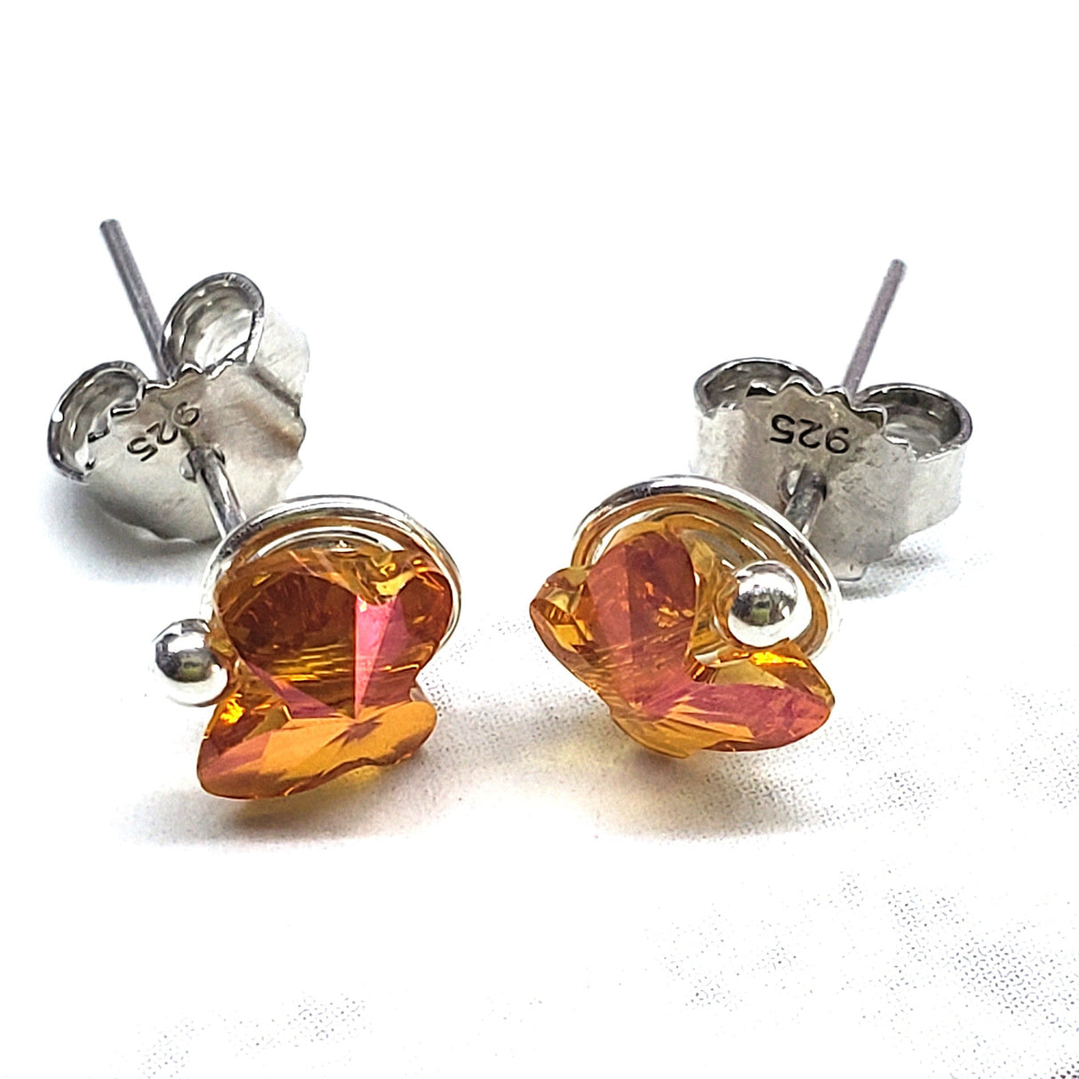 8mm Crystal Butterfly Silver Spiral Stud Earrings from Alexa Martha Designs