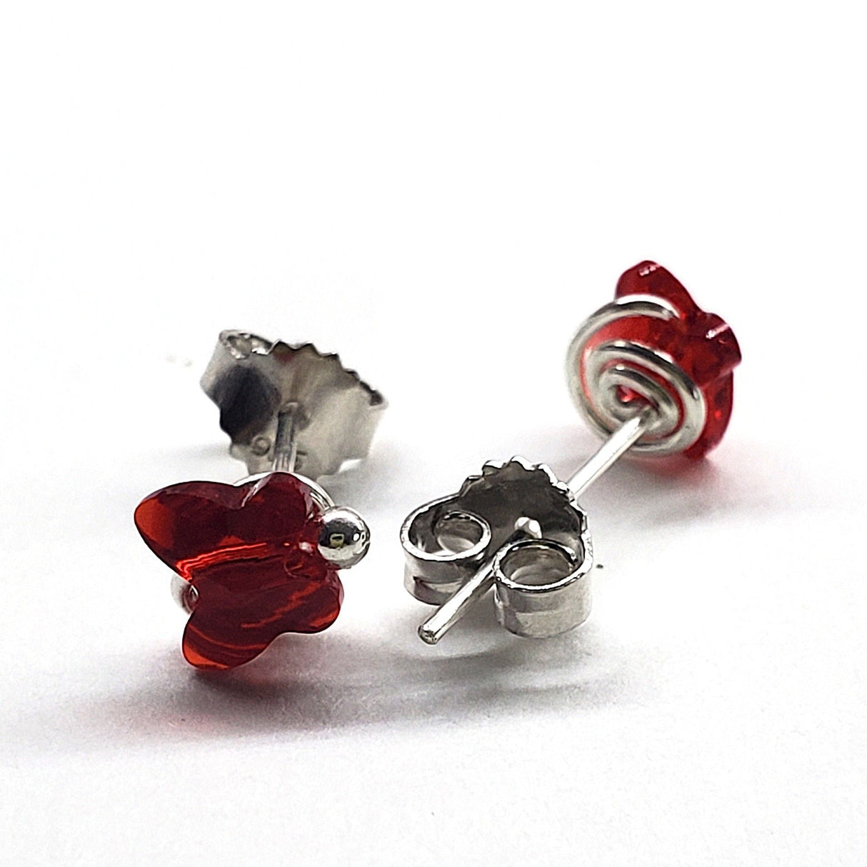 8mm Crystal Butterfly Silver Spiral Stud Earrings from Alexa Martha Designs