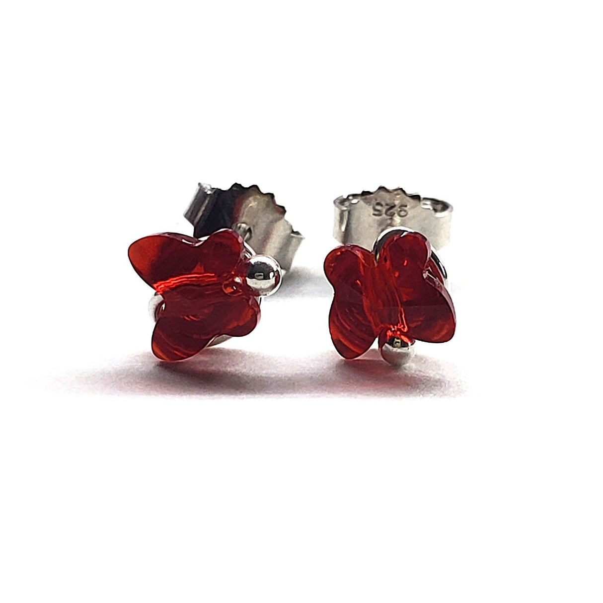 8mm Crystal Butterfly Silver Spiral Stud Earrings from Alexa Martha Designs