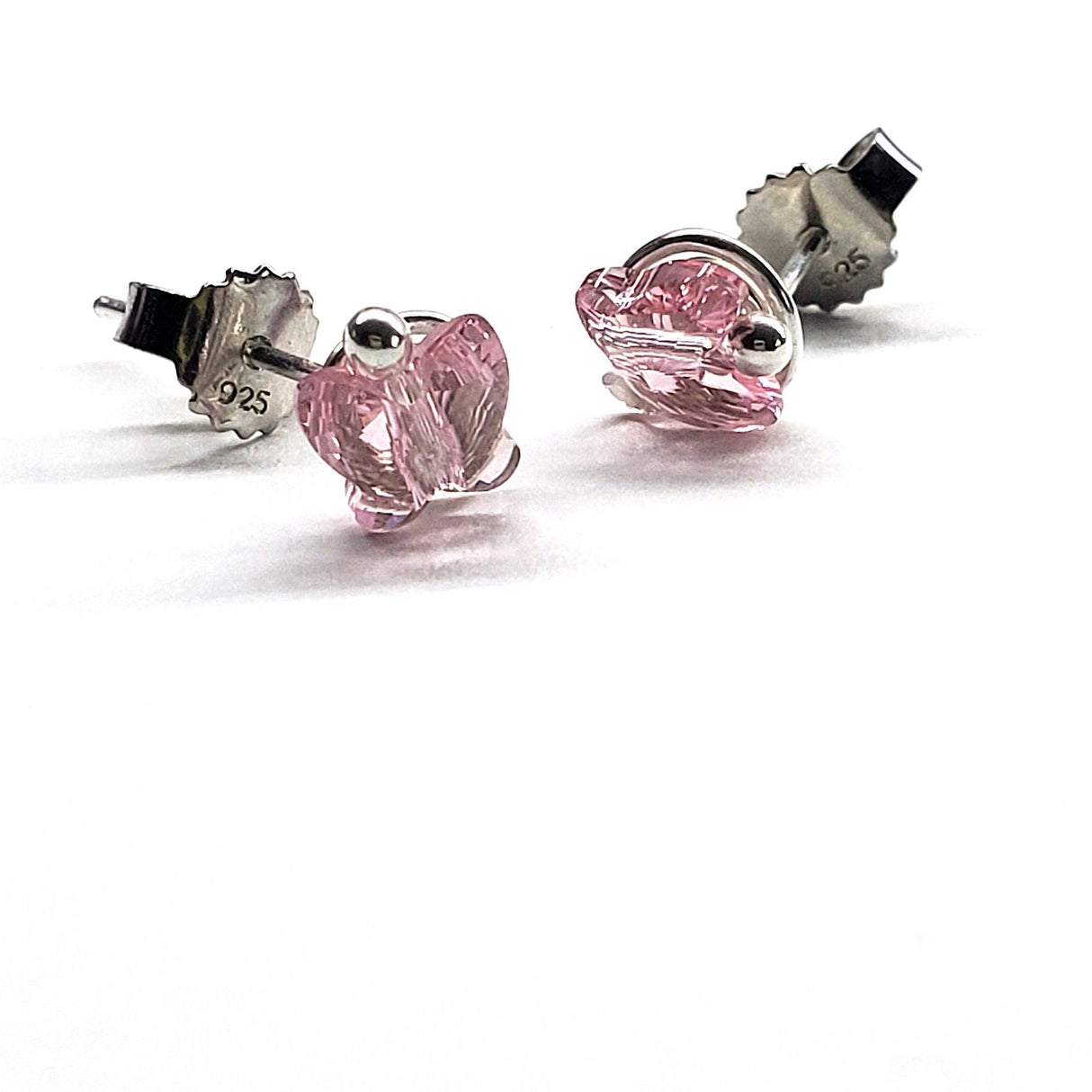 8mm Crystal Butterfly Silver Spiral Stud Earrings from Alexa Martha Designs