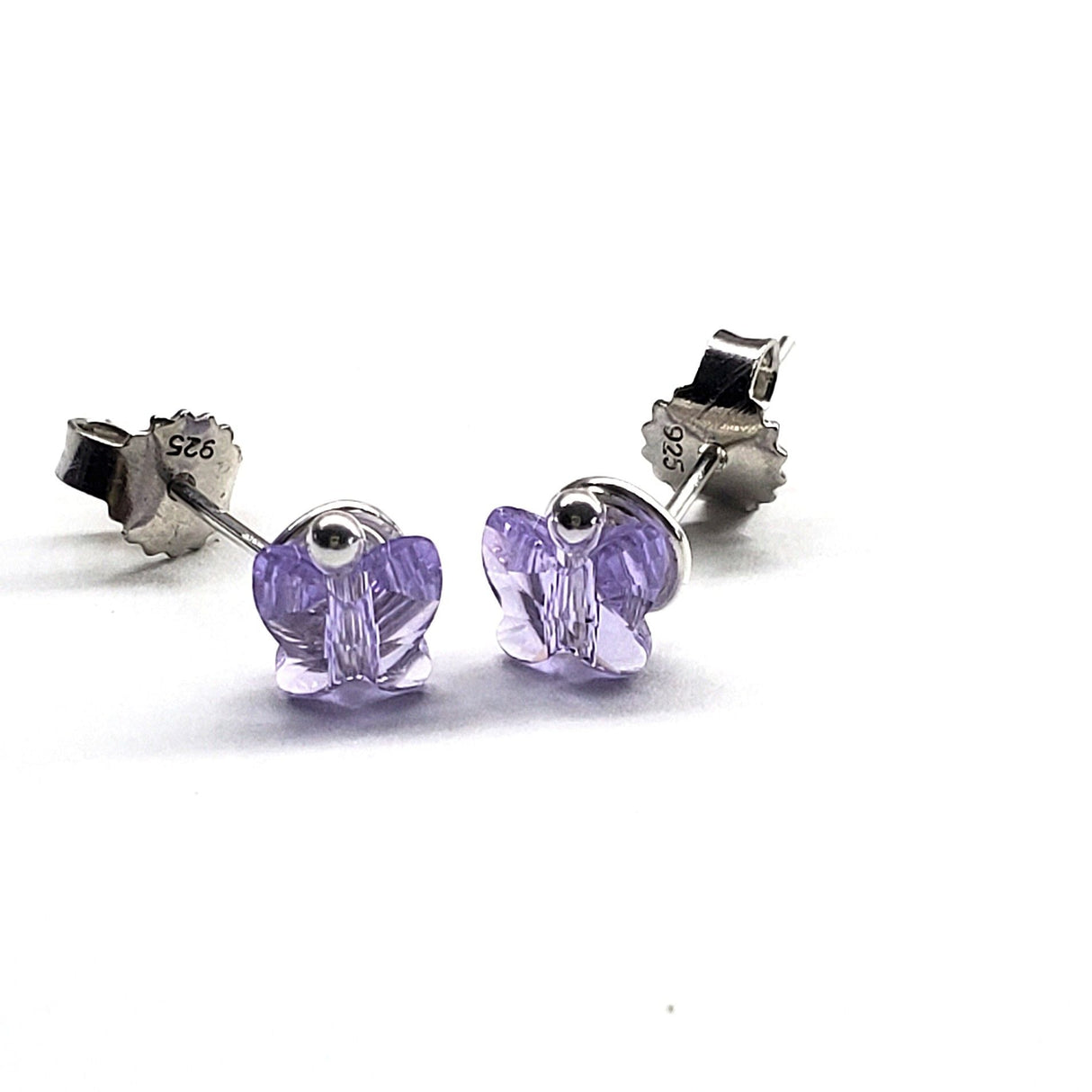8mm Crystal Butterfly Silver Spiral Stud Earrings from Alexa Martha Designs