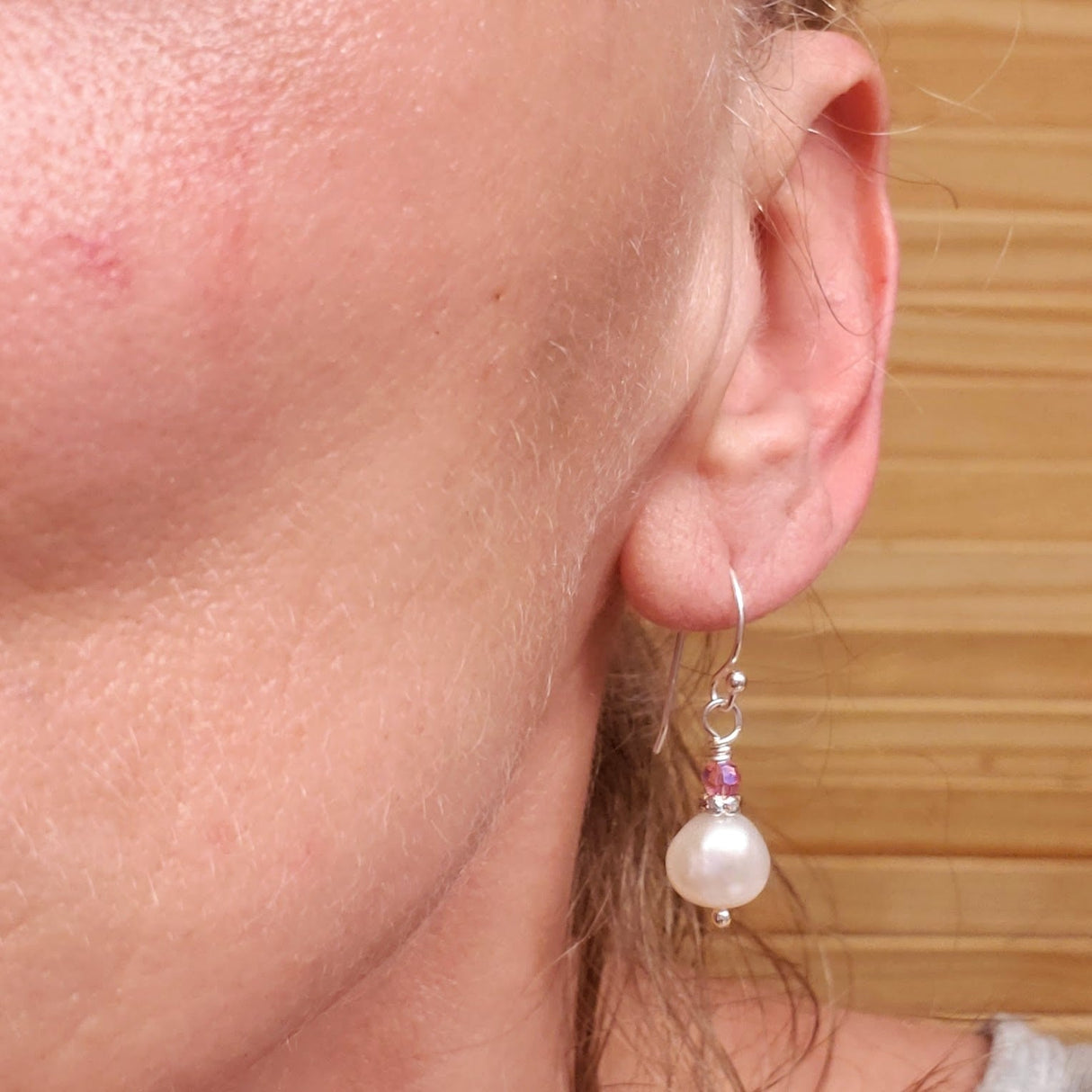 10mm Freshwater Baroque Pearl Sterling Silver Crystal Dangle Earrings from Alexa Martha Designs