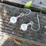10mm Freshwater Baroque Pearl Sterling Silver Crystal Dangle Earrings from Alexa Martha Designs