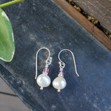 10mm Freshwater Baroque Pearl Sterling Silver Crystal Dangle Earrings from Alexa Martha Designs