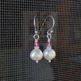 10mm Freshwater Baroque Pearl Sterling Silver Crystal Dangle Earrings from Alexa Martha Designs