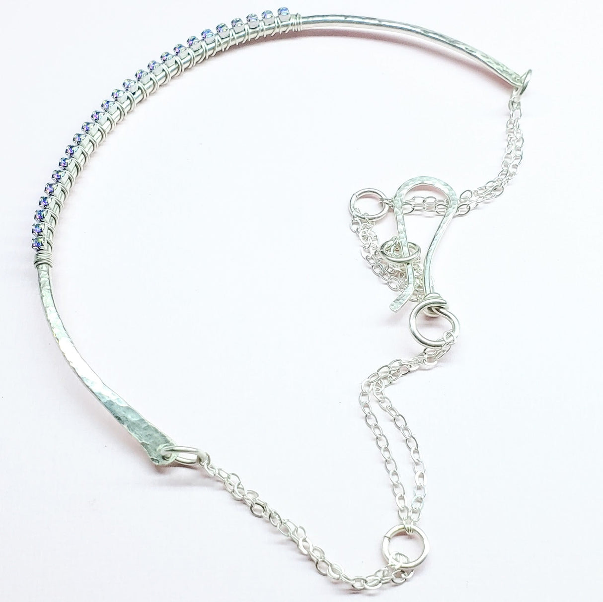 Heavy Gauge 925 Silver Wire Wrapped Swarovski Crystal Choker Necklace from Alexa Martha Designs