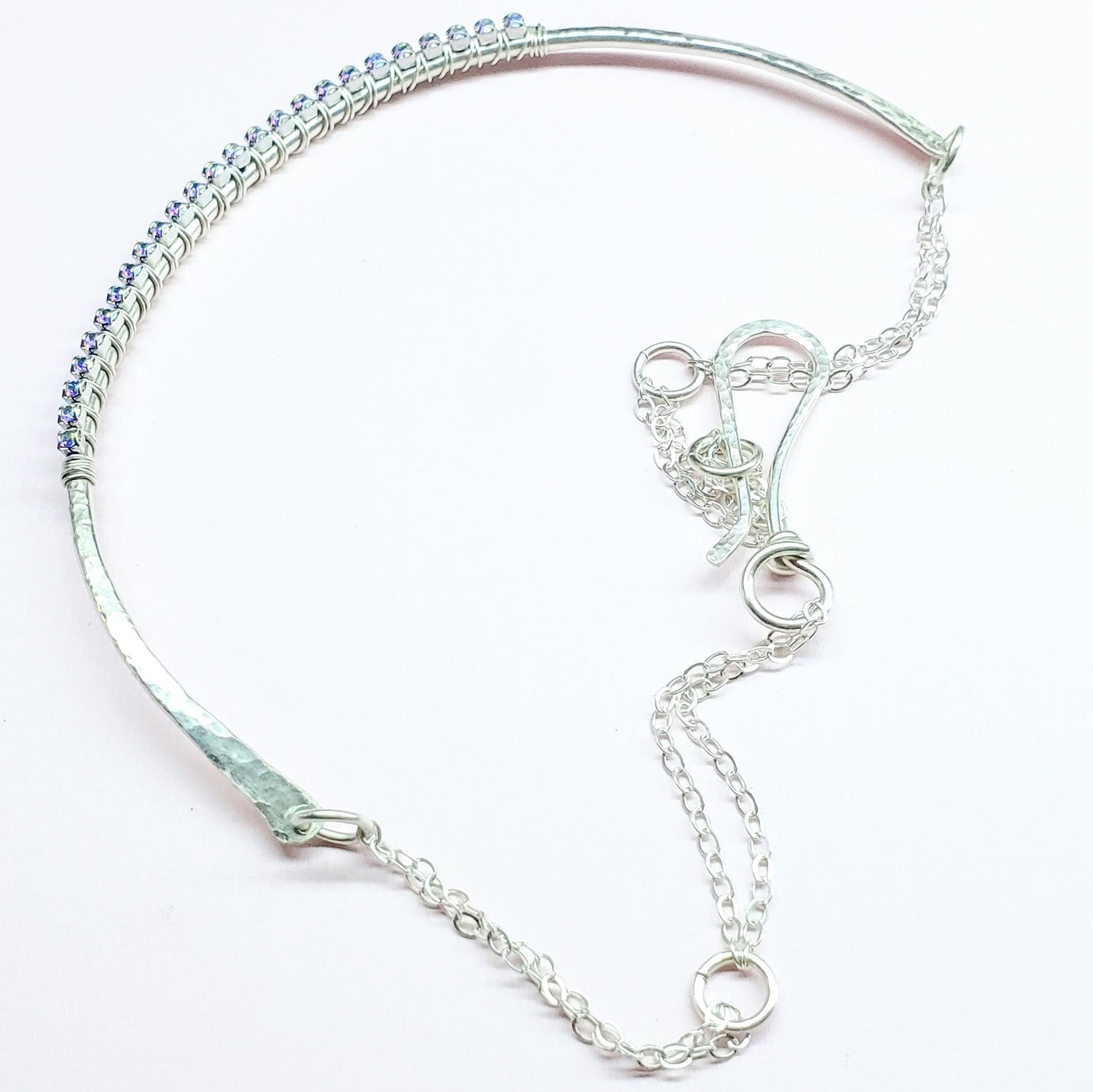 Heavy Gauge 925 Silver Wire Wrapped Swarovski Crystal Choker Necklace from Alexa Martha Designs