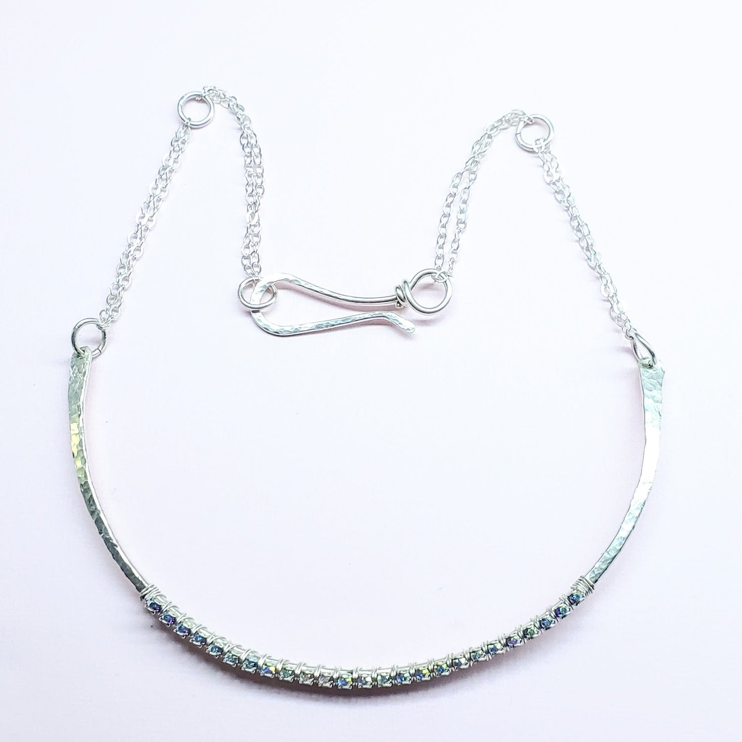 Heavy Gauge 925 Silver Wire Wrapped Swarovski Crystal Choker Necklace from Alexa Martha Designs