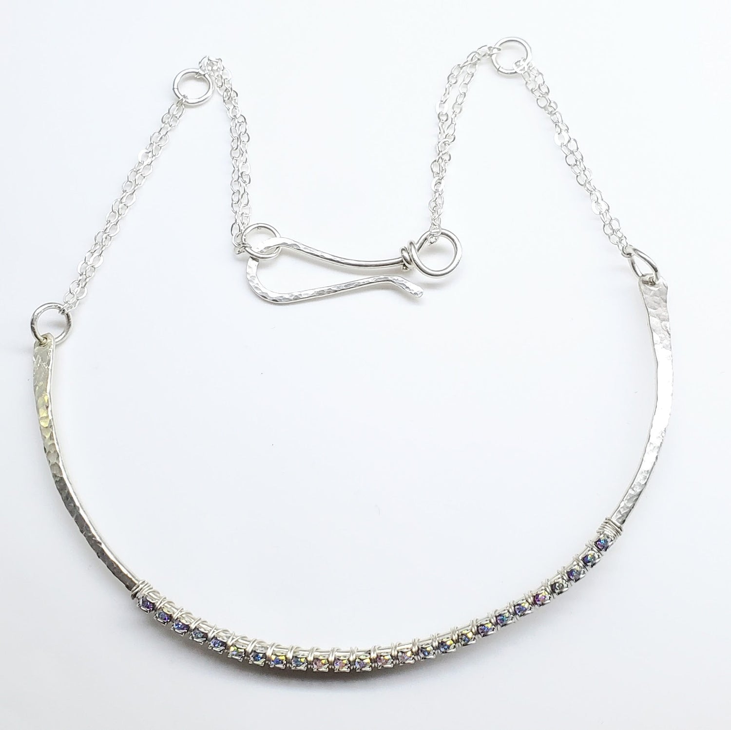 Heavy Gauge 925 Silver Wire Wrapped Swarovski Crystal Choker Necklace from Alexa Martha Designs
