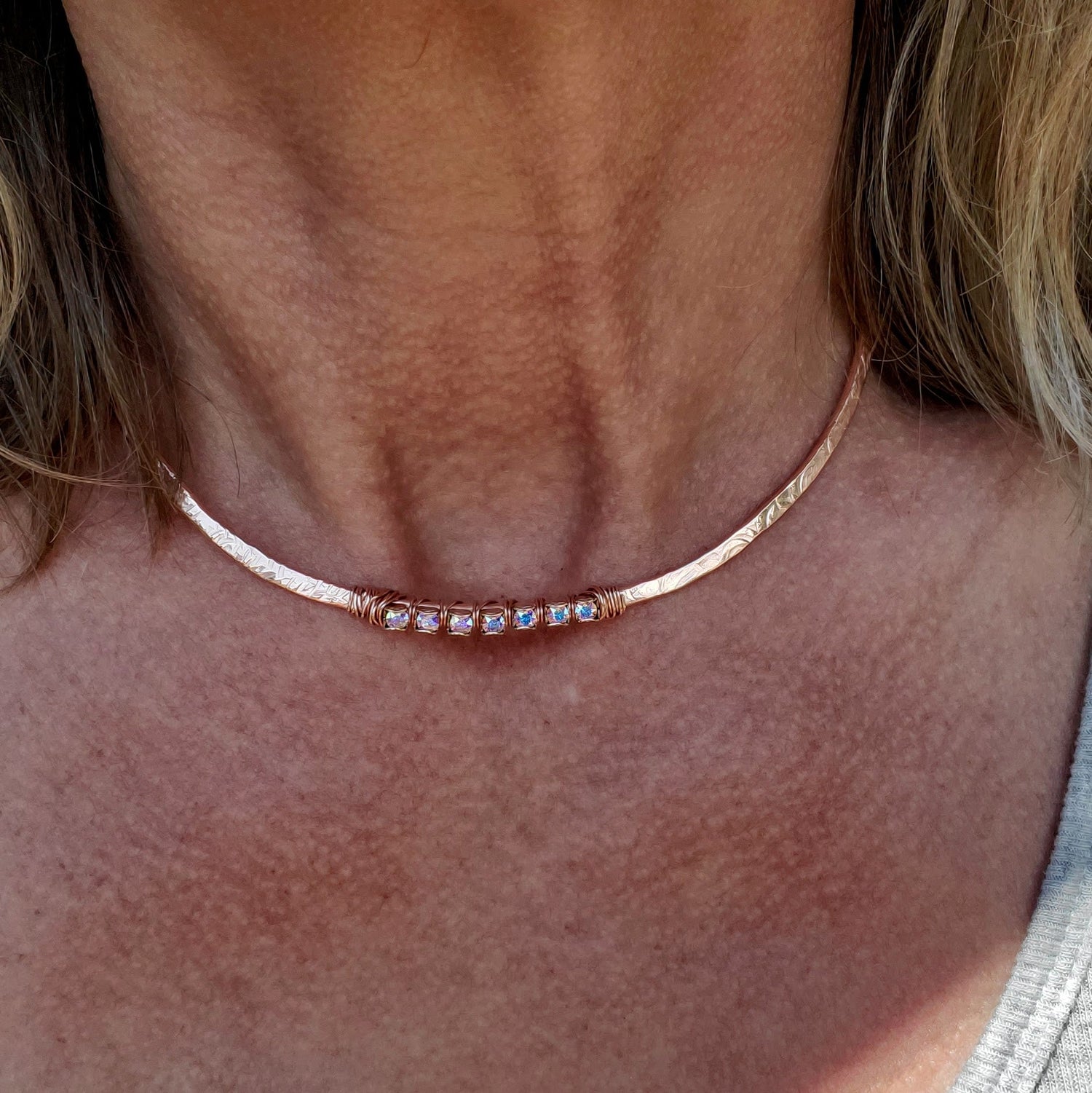 7 Years Anniversary Heavy 10 Gauge Copper Wire Wrapped  Super Sparkly Crystal Choker from Alexa Martha Designs