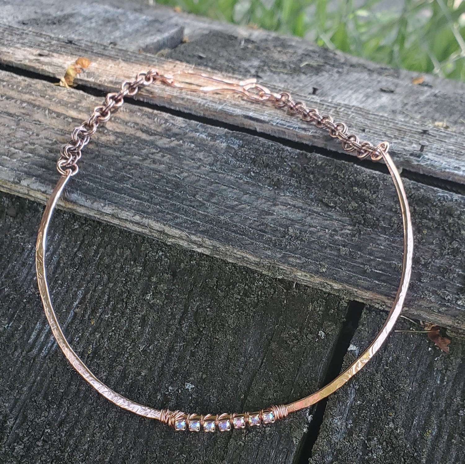 7 Years Anniversary Heavy 10 Gauge Copper Wire Wrapped  Super Sparkly Crystal Choker from Alexa Martha Designs