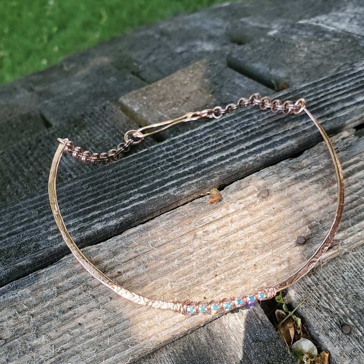 7 Years Anniversary Heavy 10 Gauge Copper Wire Wrapped  Super Sparkly Crystal Choker from Alexa Martha Designs