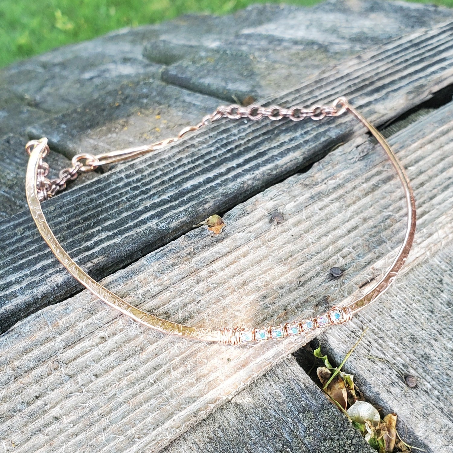 7 Years Anniversary Heavy 10 Gauge Copper Wire Wrapped  Super Sparkly Crystal Choker from Alexa Martha Designs