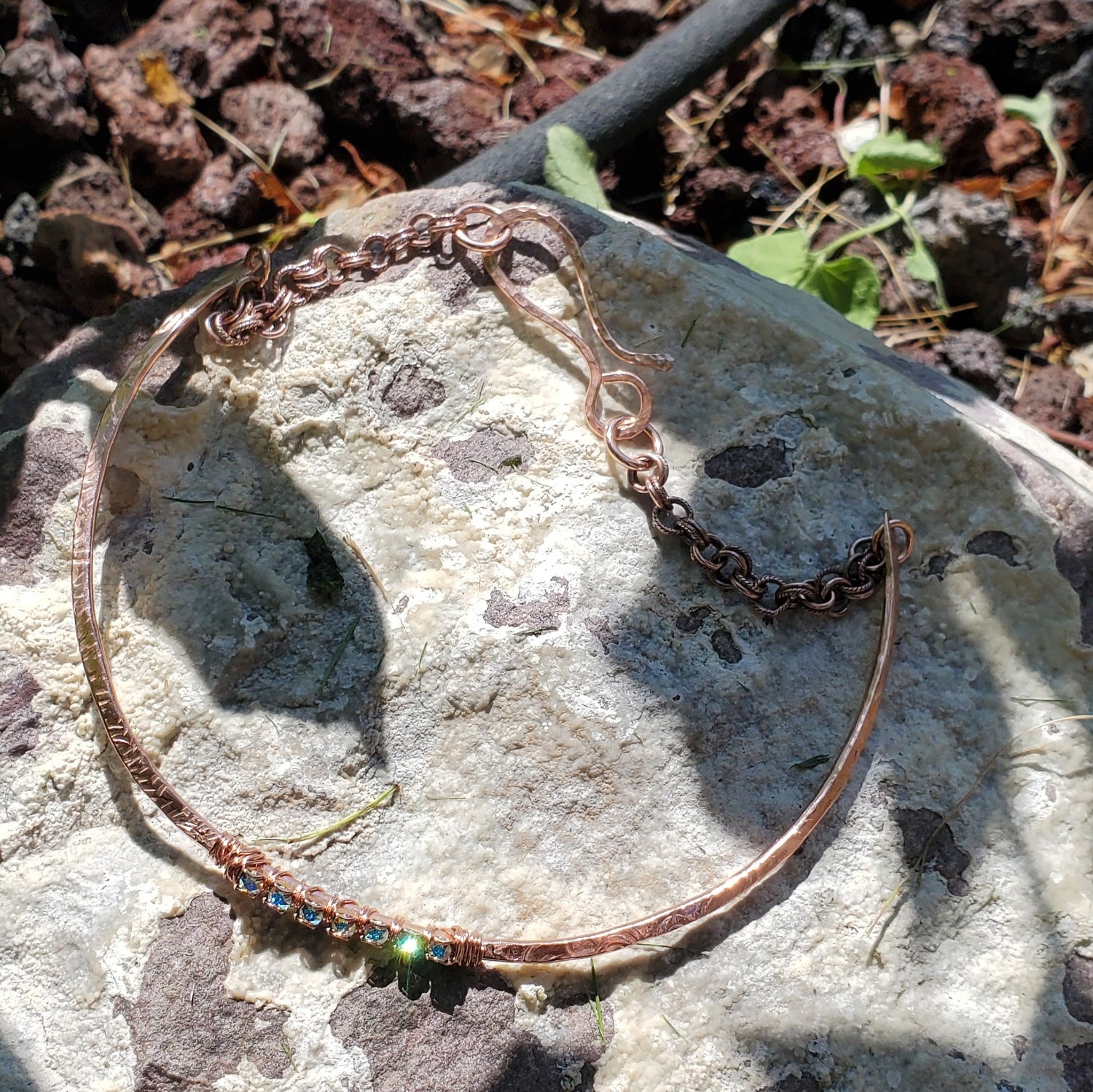 7 Years Anniversary Heavy 10 Gauge Copper Wire Wrapped  Super Sparkly Crystal Choker from Alexa Martha Designs