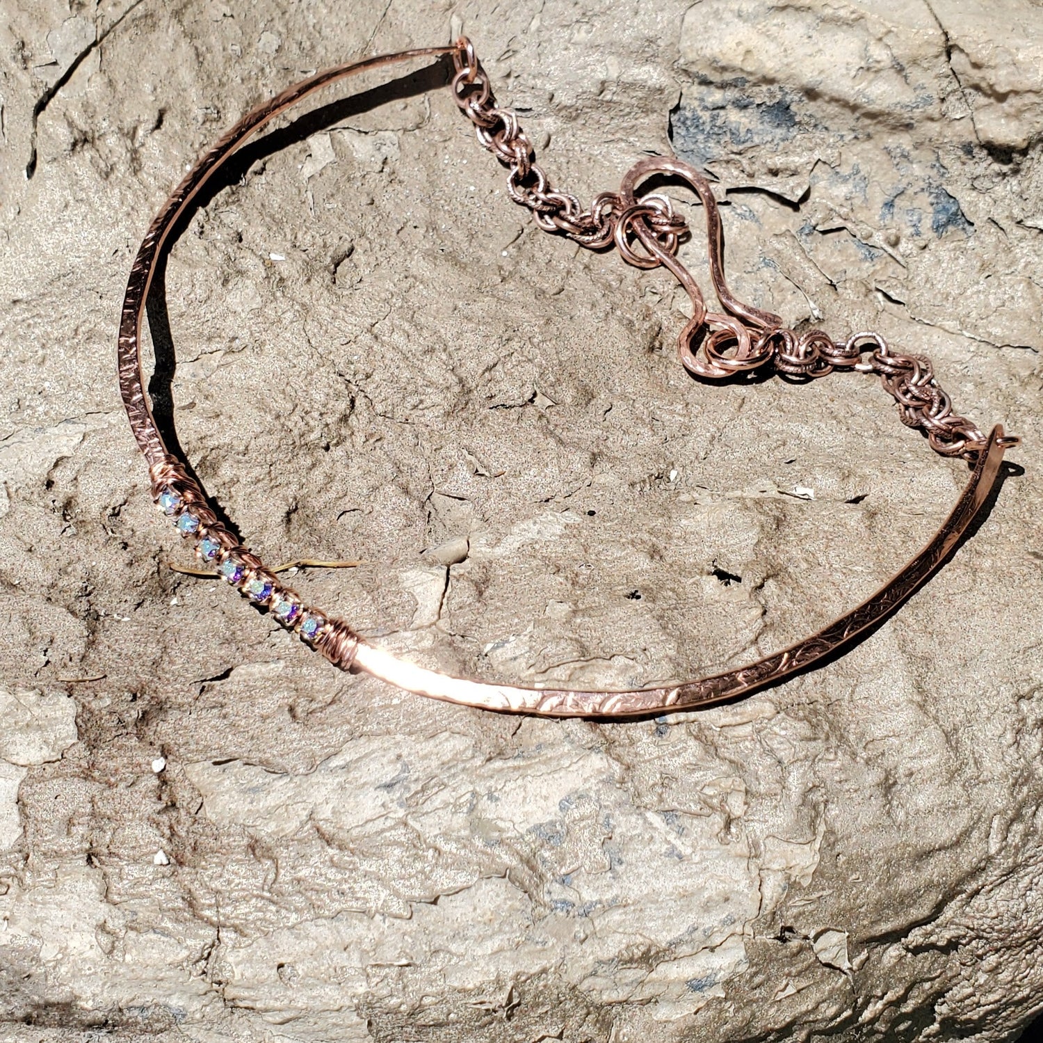 7 Years Anniversary Heavy 10 Gauge Copper Wire Wrapped  Super Sparkly Crystal Choker from Alexa Martha Designs