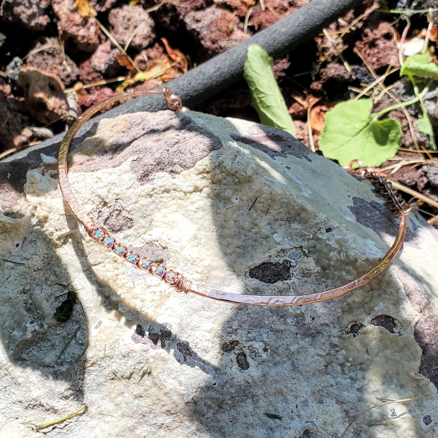 7 Years Anniversary Heavy 10 Gauge Copper Wire Wrapped  Super Sparkly Crystal Choker from Alexa Martha Designs