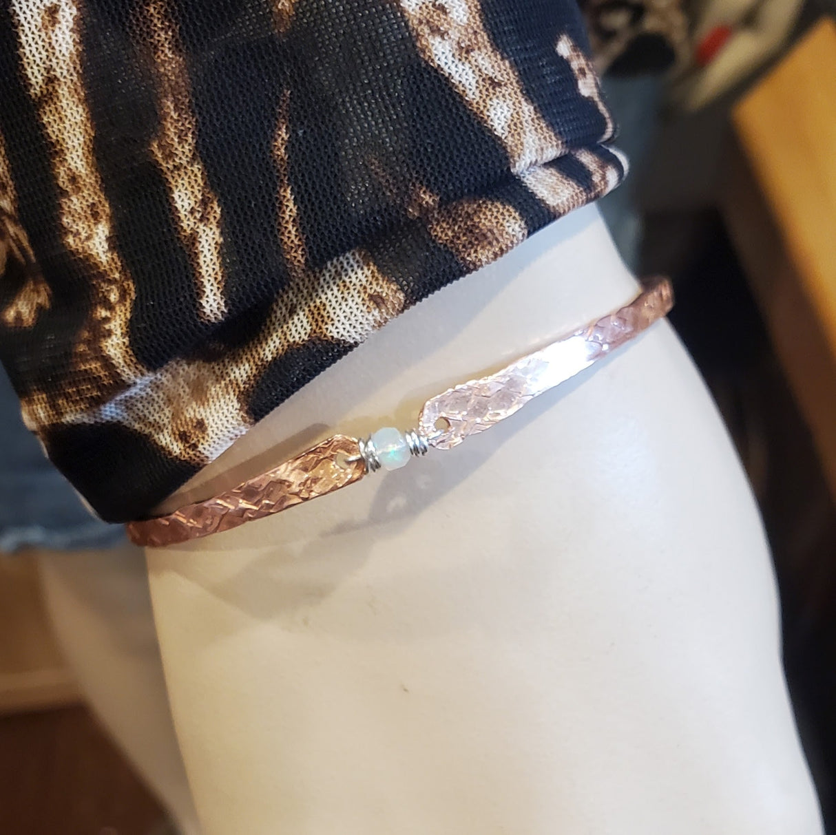 Bestselling Copper Brides Mag Bangle wire wrapped with AAA+ Ethiopian Opal from Alexa Martha Designs