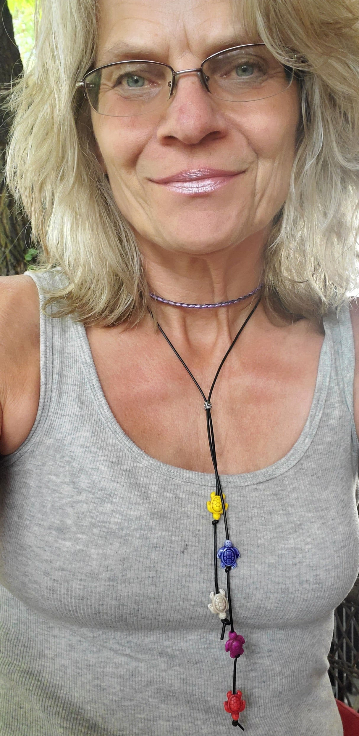 Handmade Black Leather Colored Ceramic Talking Turtle Bolo Necklace from Alexa Martha Designs