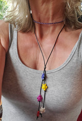 Handmade Black Leather Colored Ceramic Talking Turtle Bolo Necklace from Alexa Martha Designs