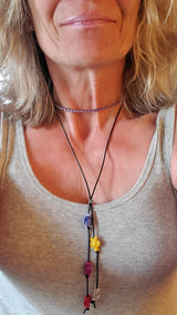 Handmade Black Leather Colored Ceramic Talking Turtle Bolo Necklace from Alexa Martha Designs
