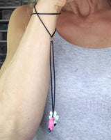 Handmade Black Leather Colored Ceramic Talking Turtle Bolo Necklace from Alexa Martha Designs