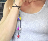 Handmade Black Leather Colored Ceramic Talking Turtle Bolo Necklace from Alexa Martha Designs