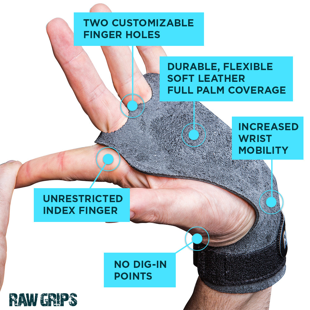 RAW Grips 3.0, Premium Leather CrossFit Gymnastic Grips from JerkFit