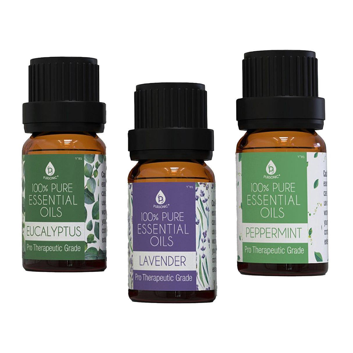 3 pack of 100% Pure Essential Oils (Eucalyptus, Lavender & Peppermint) from Pursonic