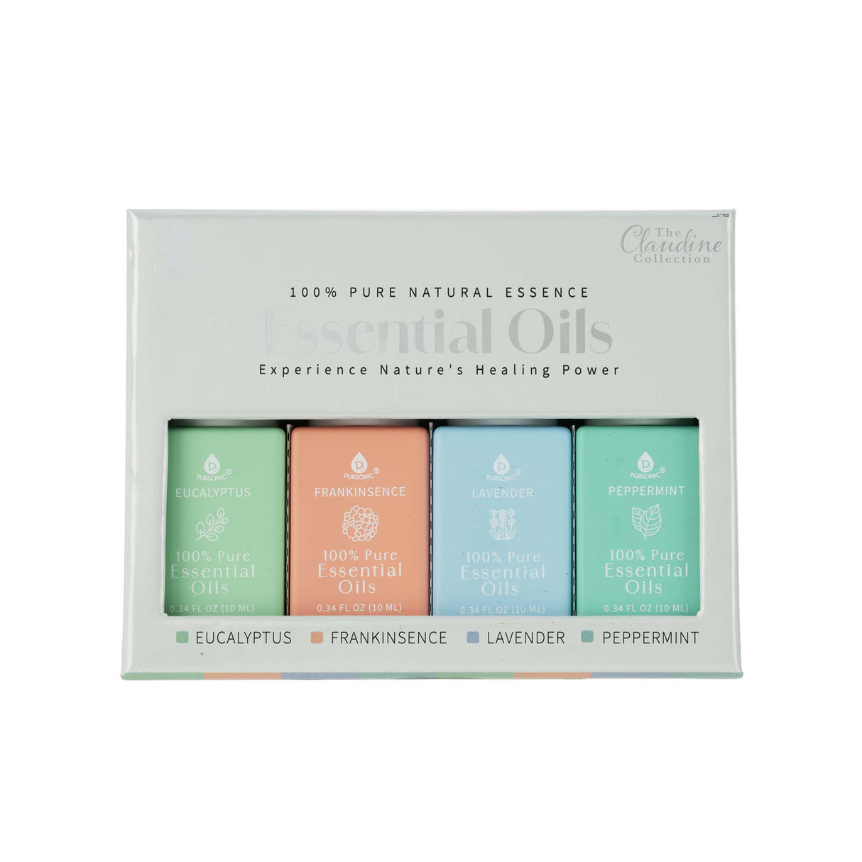 100% Pure Natural Essence Essential Oils – Nature’s Healing Power with Eucalyptus, Frankincense, Lavender, and Peppermint from Pursonic