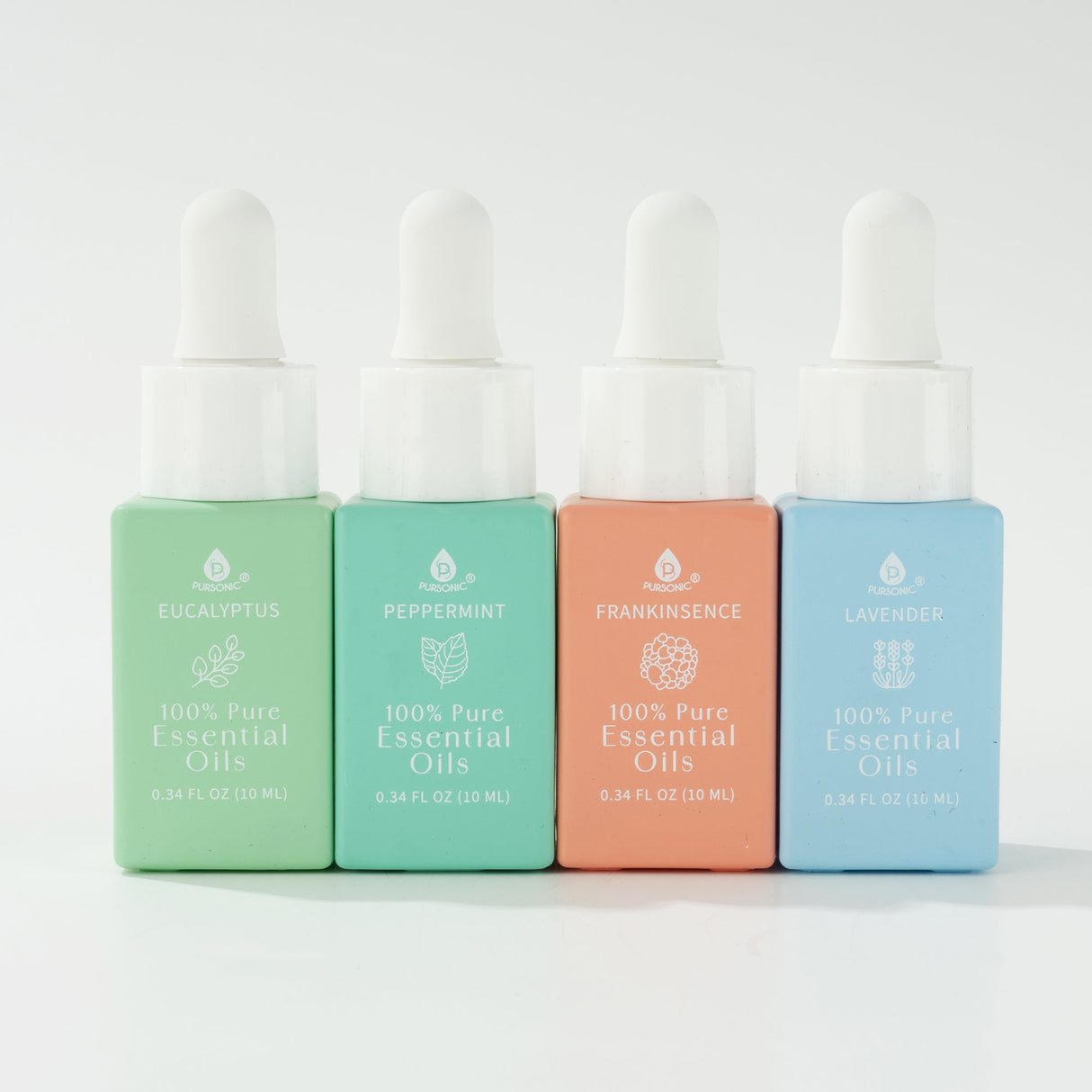 100% Pure Natural Essence Essential Oils – Nature’s Healing Power with Eucalyptus, Frankincense, Lavender, and Peppermint from Pursonic