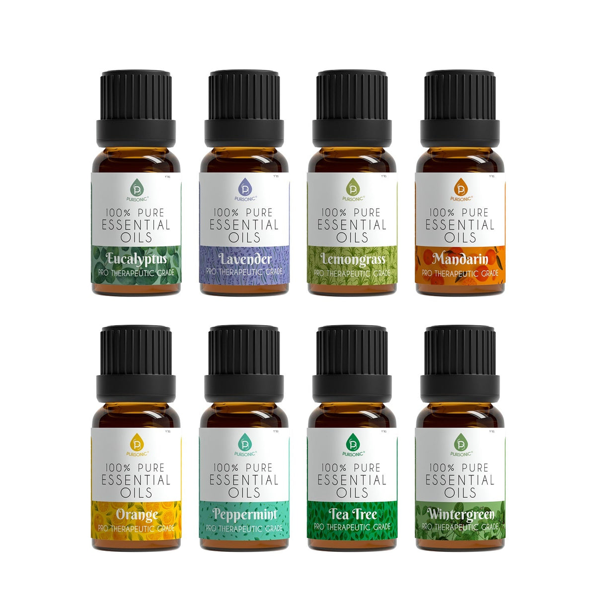 8 pack of 100% Pure Essential Aromatherapy Oils from Pursonic