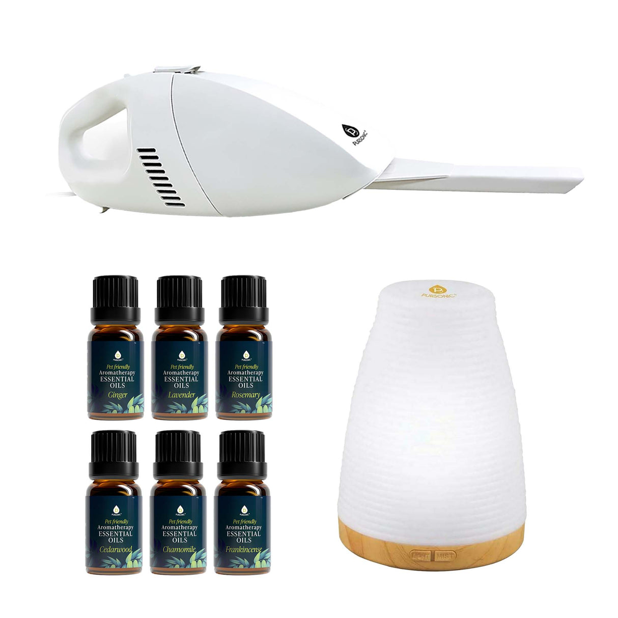 Pursonic Pet & Chill Essentials: Pet-Friendly Oils, USB Diffuser & Car Vacuum from Pursonic