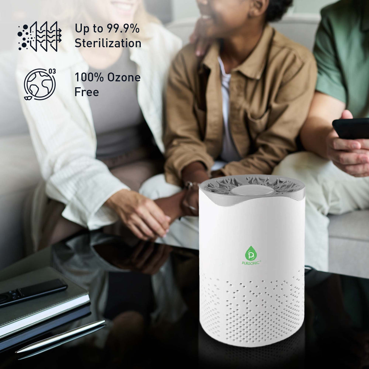 Pursonic Air Purifier with 6-Pack Premium Essential Oils Collection from Pursonic