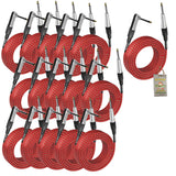 20 Foot Guitar Cords (16-Pack) by FAT TOAD - Right-Angle to Straight-End Instrument Cable with Tweed Cloth Jacket - 20FT 1/4-Inch TS Jack for Electric Guitar, Bass & Amp - Shielded 24 AWG Patch Conductor from GeekStands.com
