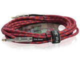 20 Foot Guitar Cords (16-Pack) by FAT TOAD - Right-Angle to Straight-End Instrument Cable with Tweed Cloth Jacket - 20FT 1/4-Inch TS Jack for Electric Guitar, Bass & Amp - Shielded 24 AWG Patch Conductor from GeekStands.com